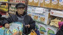 Woman at food bank