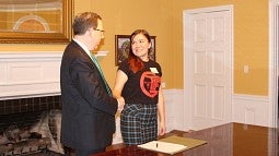 President Michael and GTFF President Kadie Manion at the signing ceremony.