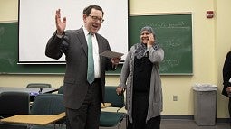 Hanan Elsherif and UO President Michael Schill