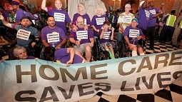 Home care workers rally