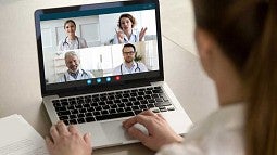 Laptop with online meeting