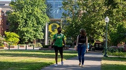 Students wearing masks on campus