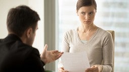 Woman with skeptical look