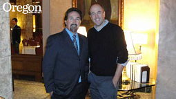 MySpace president Mike Jones (right) with panel moderator Bryce Zabel. Photo by Eric Stillwell