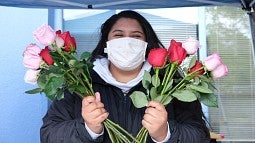 Woman holding roses