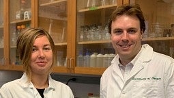 Graduate students Anastasia Teterina and Zach Stevenson