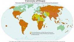 Map shows the global reach of the UO-based NSRC