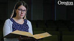 Despite being captivated by the Oxford English Dictionary as a child, Baese-Berk didn't realize her calling as a linguistics scholar until college. Photo by Nic Walcott, University Communications