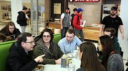 President Schill paid a vist to the newly opened Chipotle in the EMU Wednesday