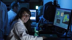Student in science lab