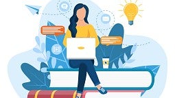 Illustration of woman studying