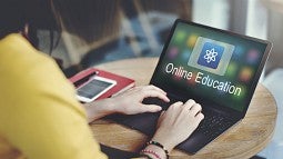 Laptop open to online education