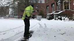 Shoveling campus walkways