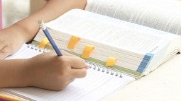 Student working on paper