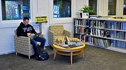 Student in library