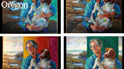 These four images by Portland artist Gwenn Seemel were part of her Pecha Kucha presentation that explored the challenges of artistic creation. Can you find the differences? Paintings by Gwenn Seemel