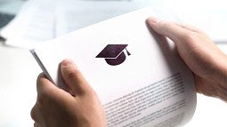 Admission form with mortarboard cap