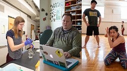 Composite image of three undergraduate researchers
