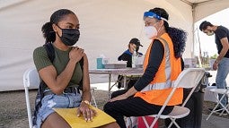 Woman who just got vaccine