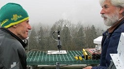 Frank Vignola and Peter Armstrong with the solar measuring device