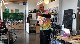 Bill Walton with a hula hoop