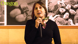 Madeline Collins performs her standup comedy under the name Maddie C. Photo by Julia Wagner, University Communications