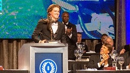 Justin Herbert at award ceremony