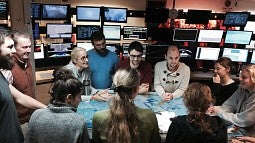 UO undergraduate Clair Getz with fellow researchers on a research ship off Greece.