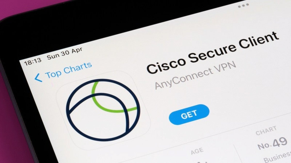 screen shot of Cisco app