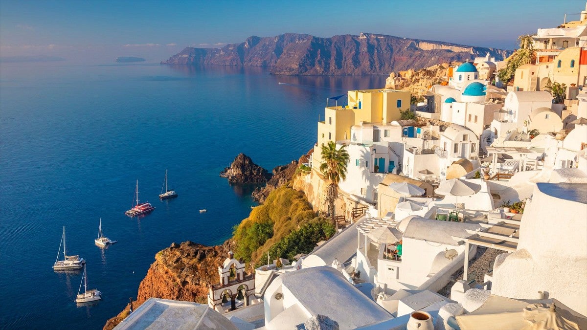 Panoramic image of Greek island Santorini