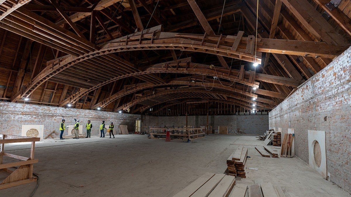 University Hall top floor with exposed ceiling
