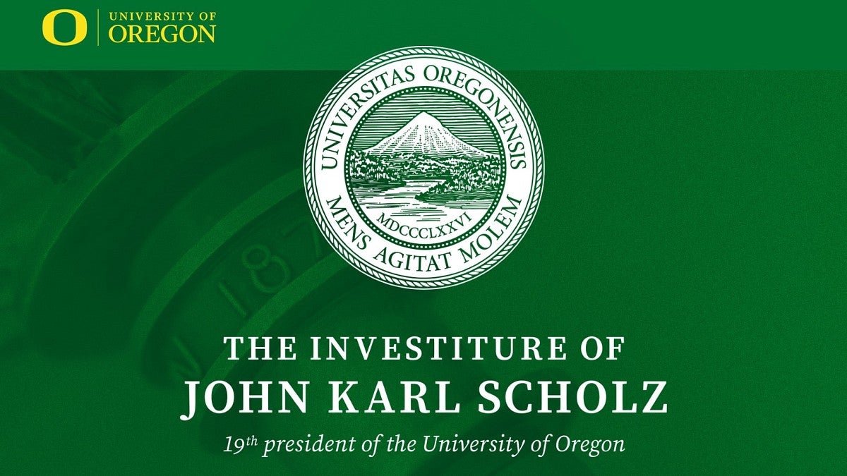 Investiture of President Karl Scholz with University of Oregon great seal