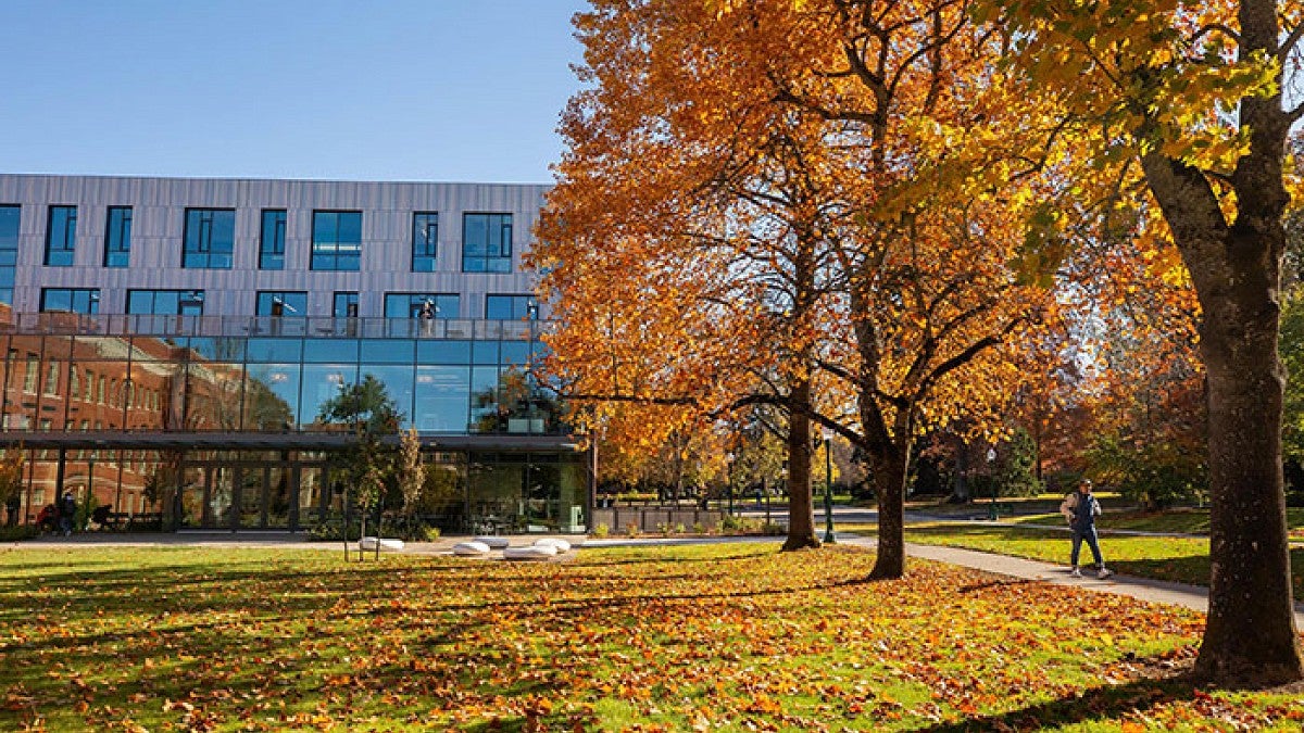 UO Eugene campus on a sunny fall day