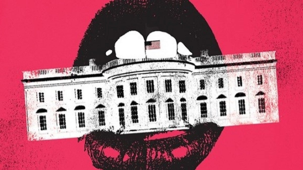 mouth holding the White House