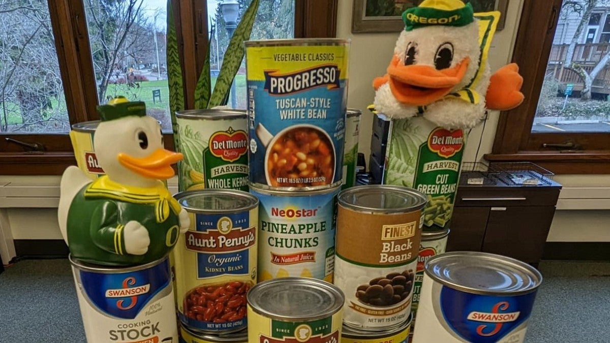 Ducks and food drive canned donations