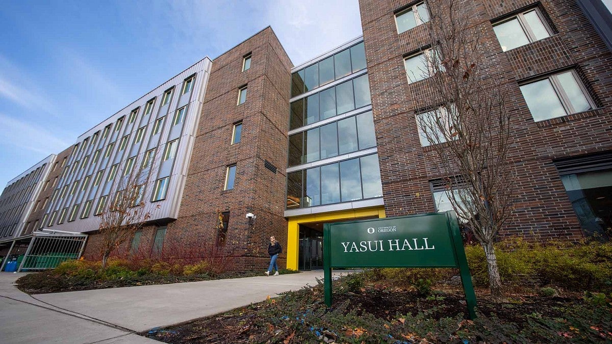Yasui Hall exterior with name on sign
