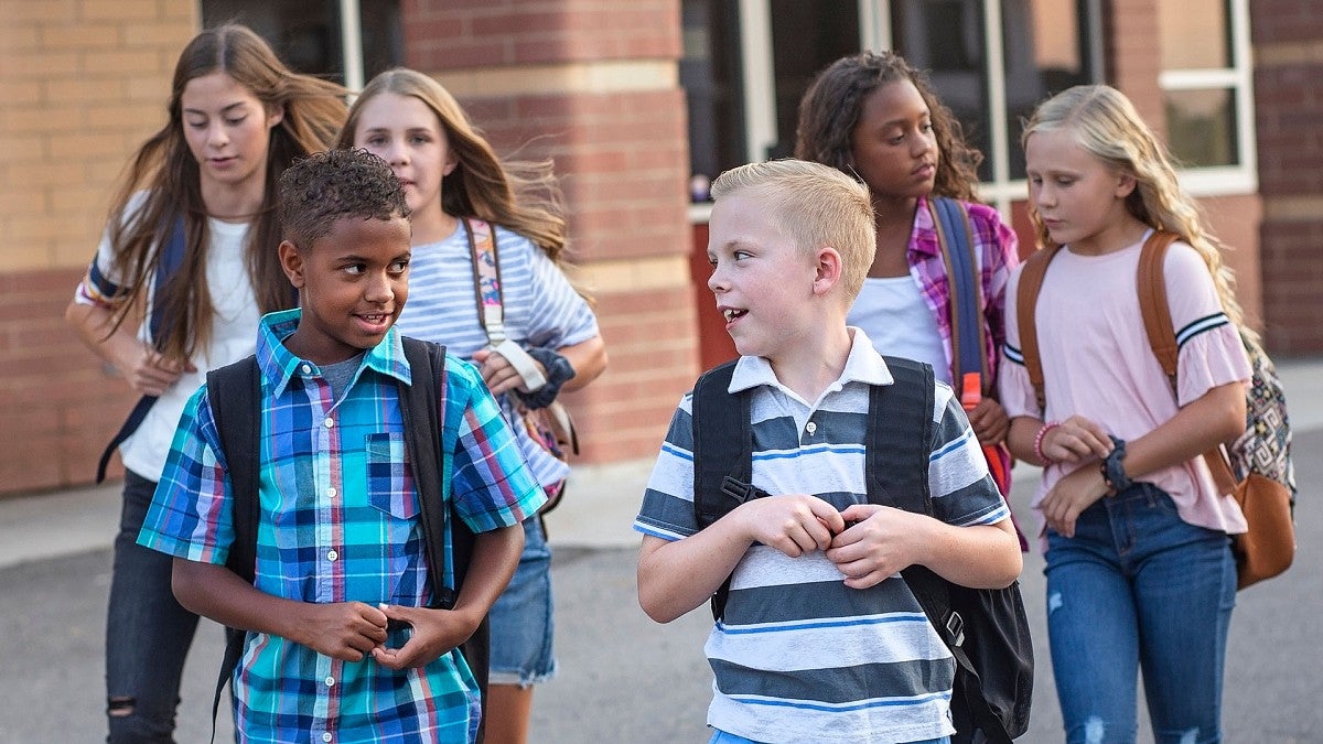 Kids getting out of school