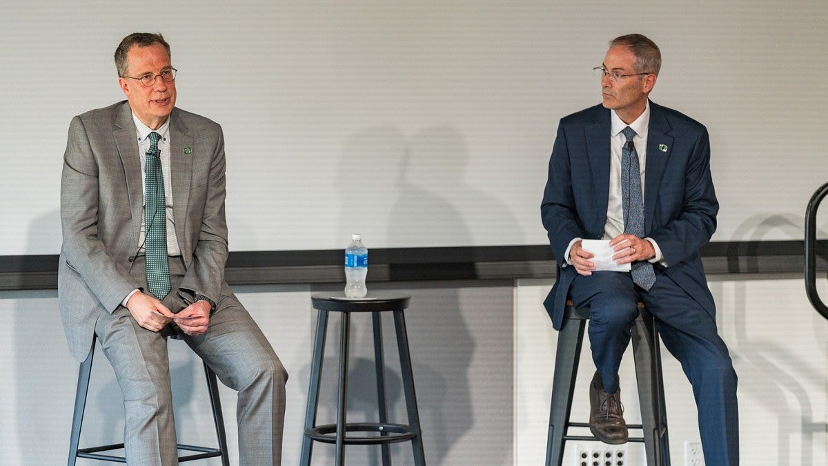 President Karl Scholz and Provost Christopher P. Long (photo: Ben Schorzman, University Communications)