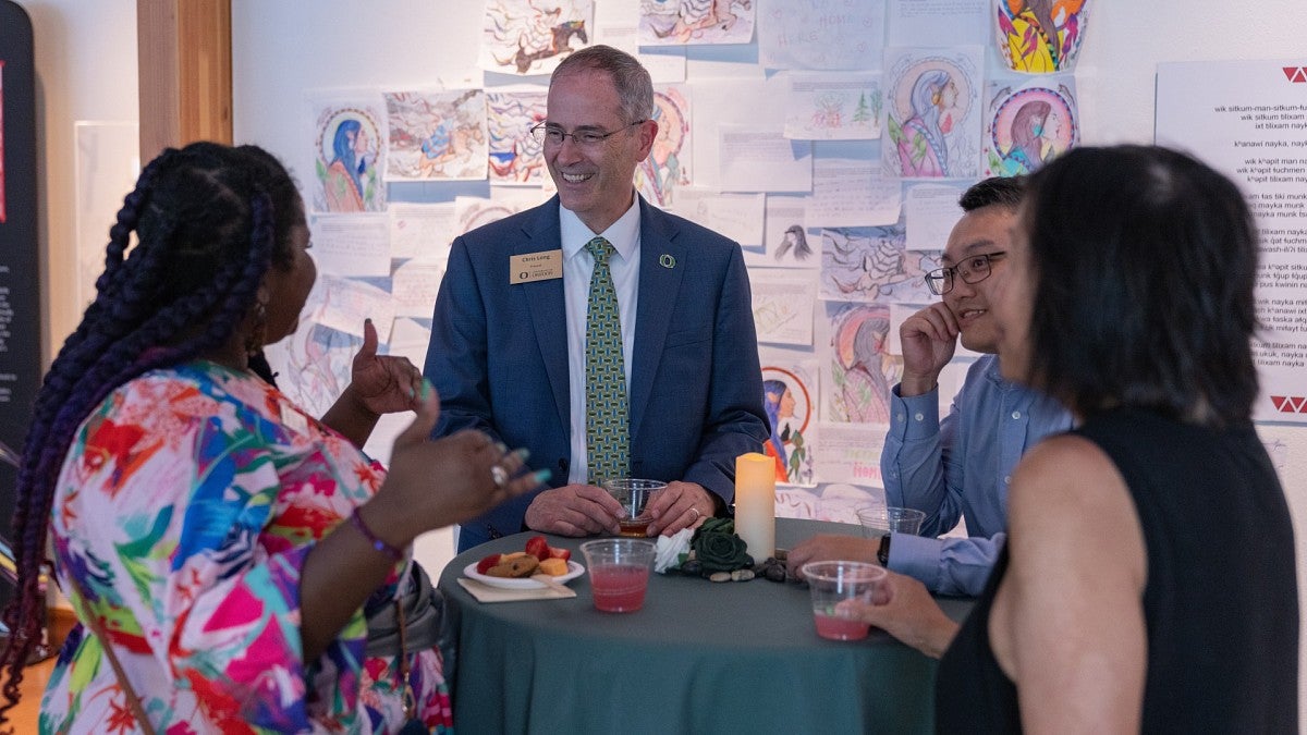 Provost Long with employees
