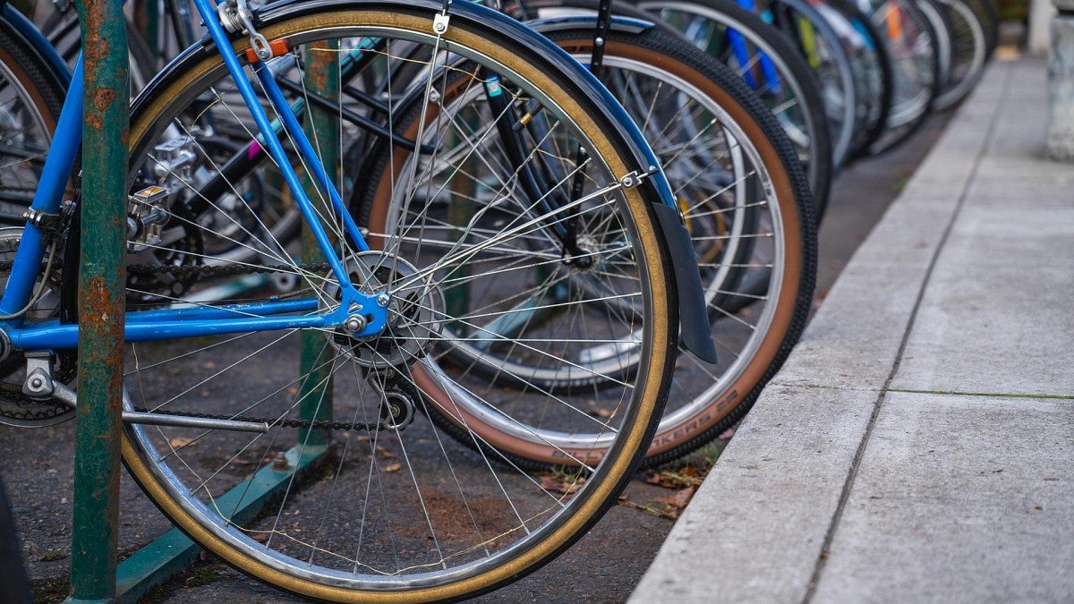 bikes in a rack
