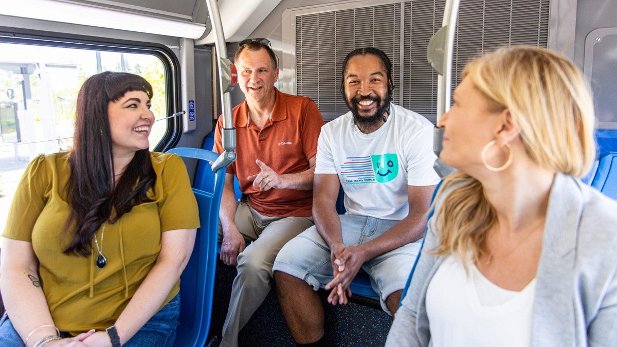 people riding bus