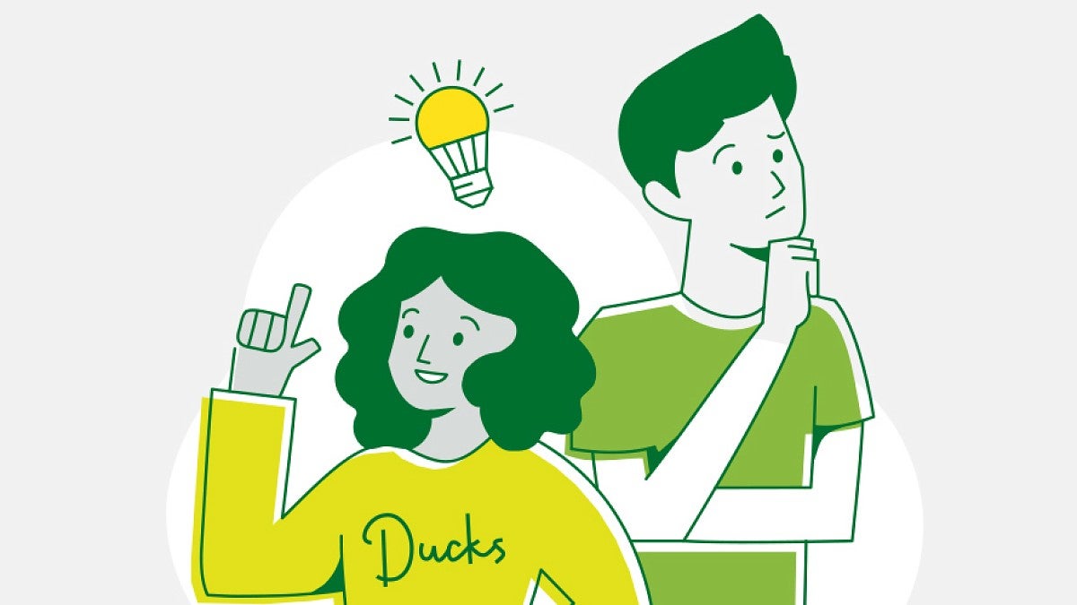 Illustration of two young people thinking and having an idea