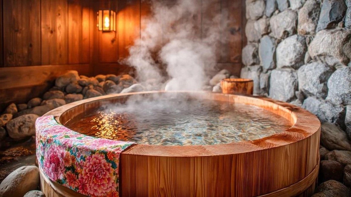 A steaming hot tub