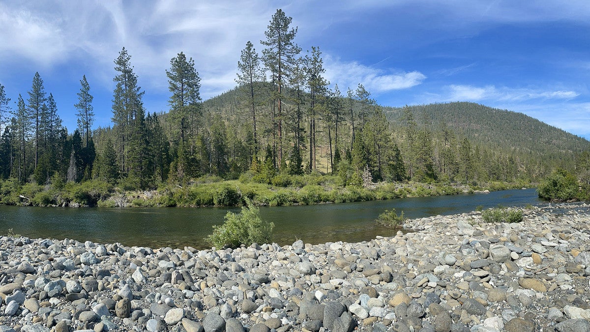 Eight Dollar Mountain with a stream below it