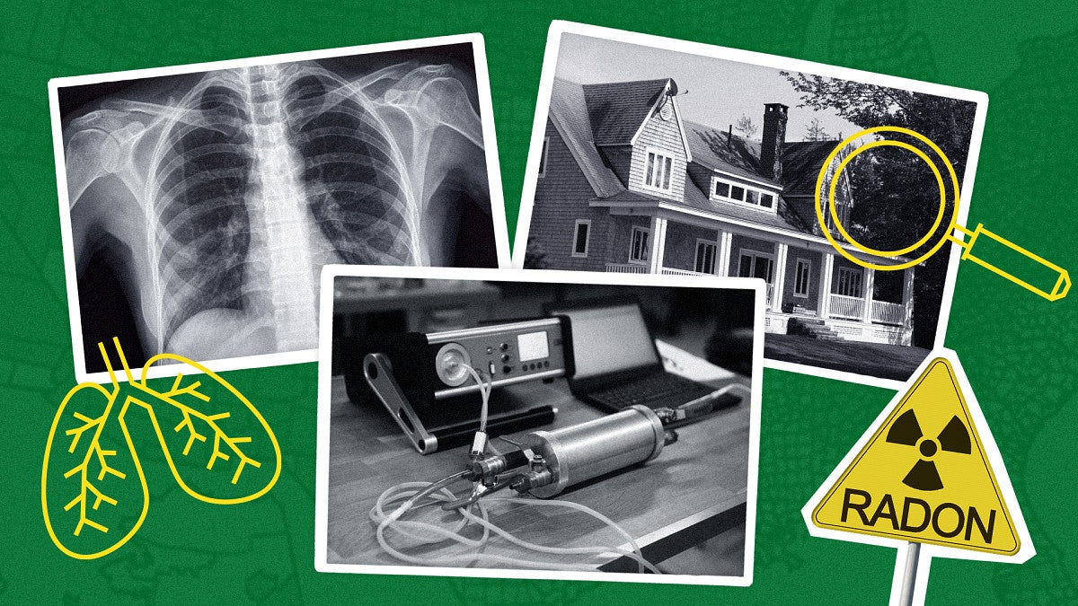 Collage of images related to radon detection