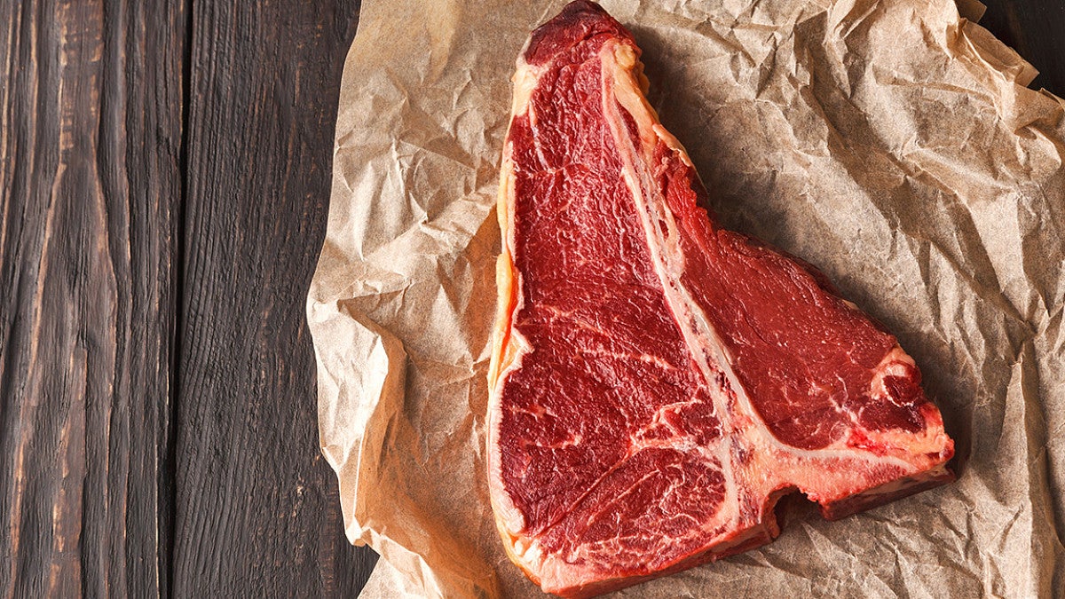 Raw steak on butcher paper