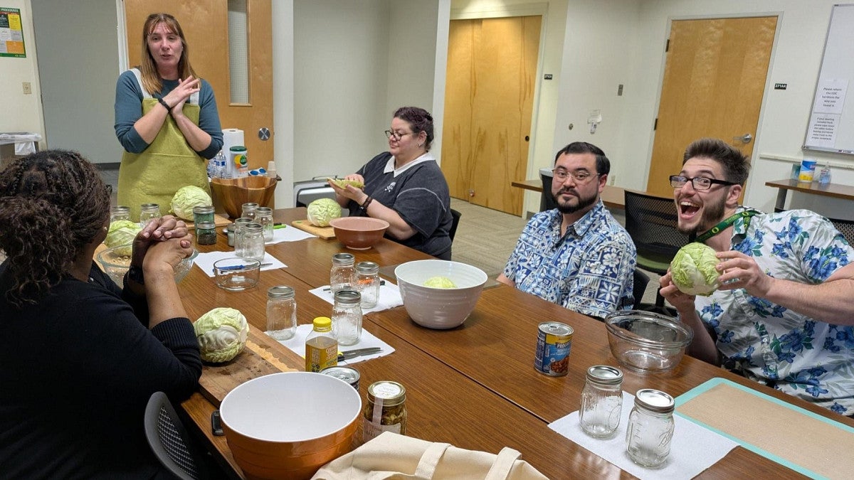 Food drive fundraiser making sauerkraut