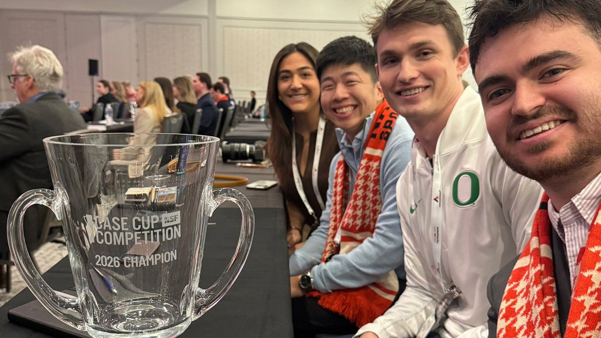 Students with 2026 Case Cup Competition trophy