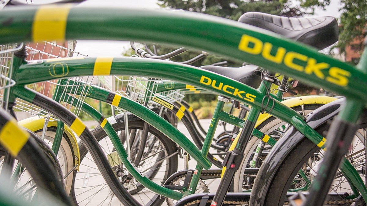 University of Oregon branded bicycles
