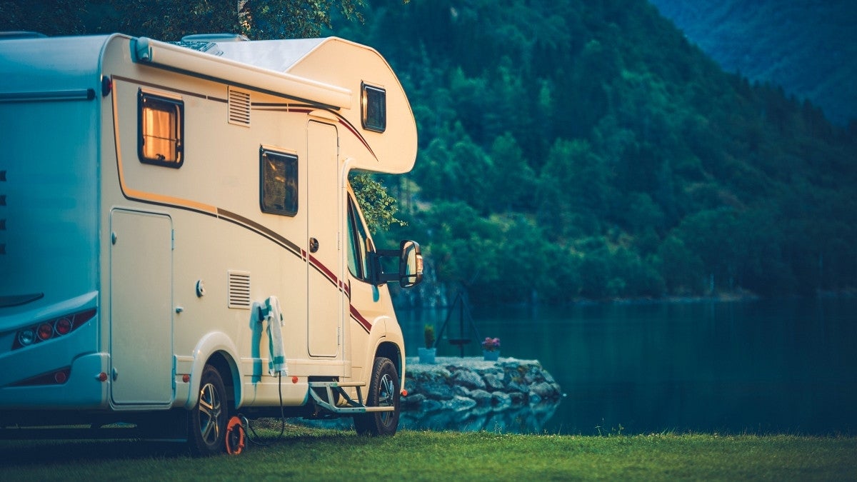 RV by lake